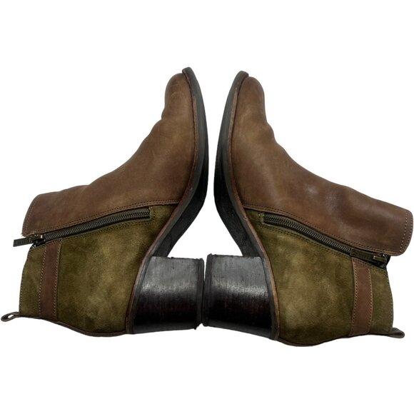 Sperry Ambrose Womens 8.5M Brown Olive Leather Ankle Boots Chunky Heel Buckle - Picture 6 of 12